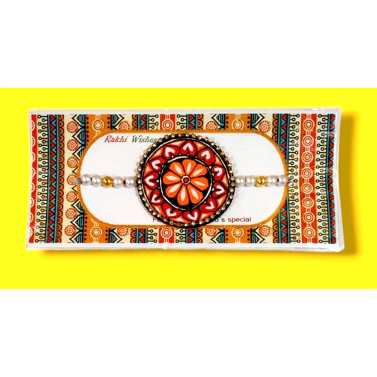 Flower Pattern Madhubani Rakhi