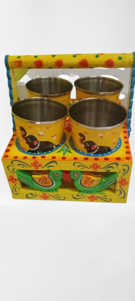 Four Glass Wood Stand