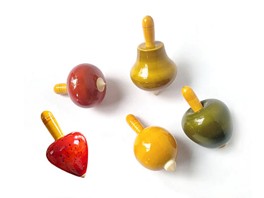 Fruit & Vegetable Spinning Tops Assorted set of 5