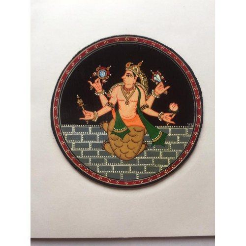 Traditional Handmade Mysore Dashavtar Ganjifa Card Design Of Fish Lord