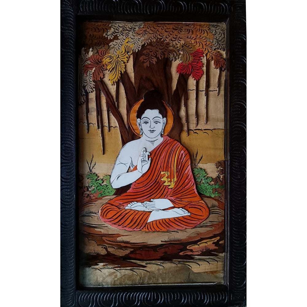 Gauthama Buddha Rosewood Inlay Mysore Painting