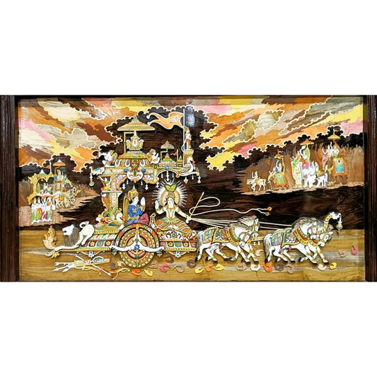 Geethopadesham Mysore Rosewood Inlay Painting