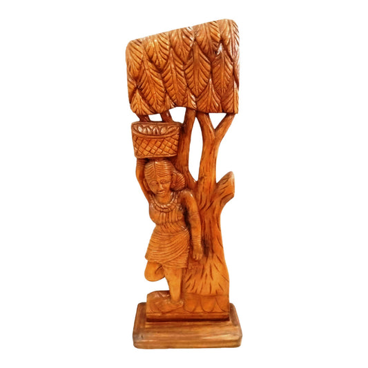 Girl Standing Under the Tree Bastar Wooden Craft