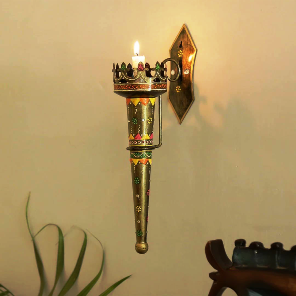 Gold Metal Wall Mashal Candle Small