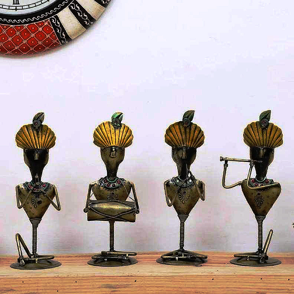 Gold Wrought Iron Human Figurine Set Of 4