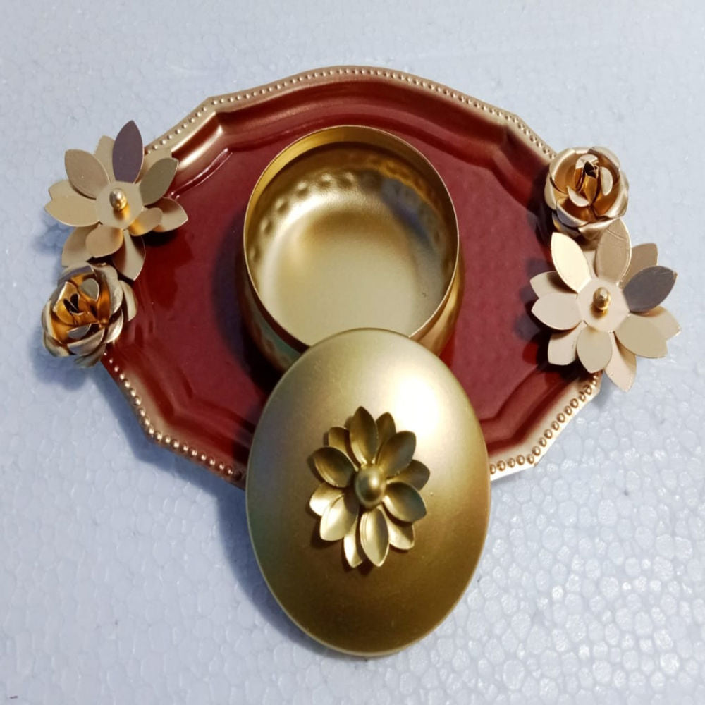 Golden & Brown Kumkum Tray