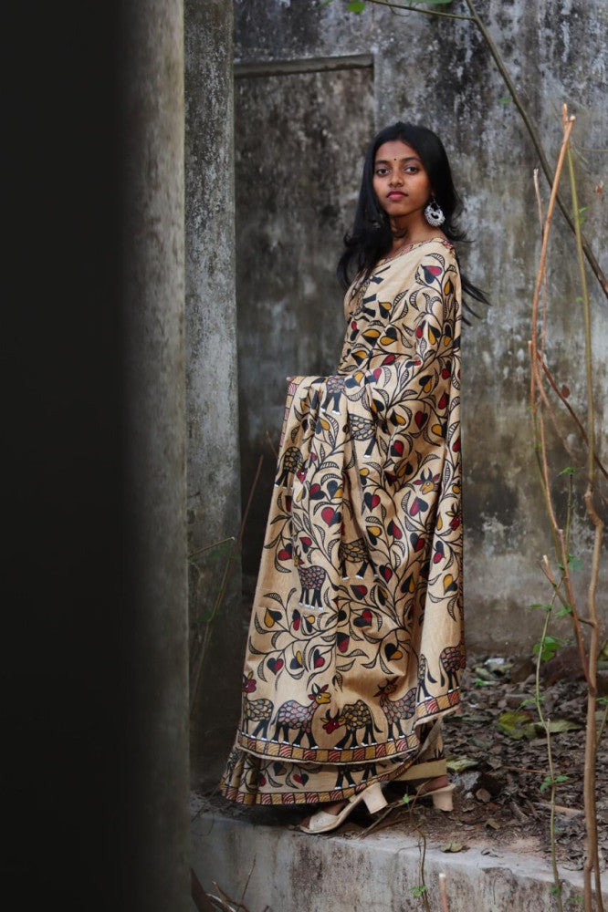 Golden Sohrai Khovar Bhagalpuri Silk