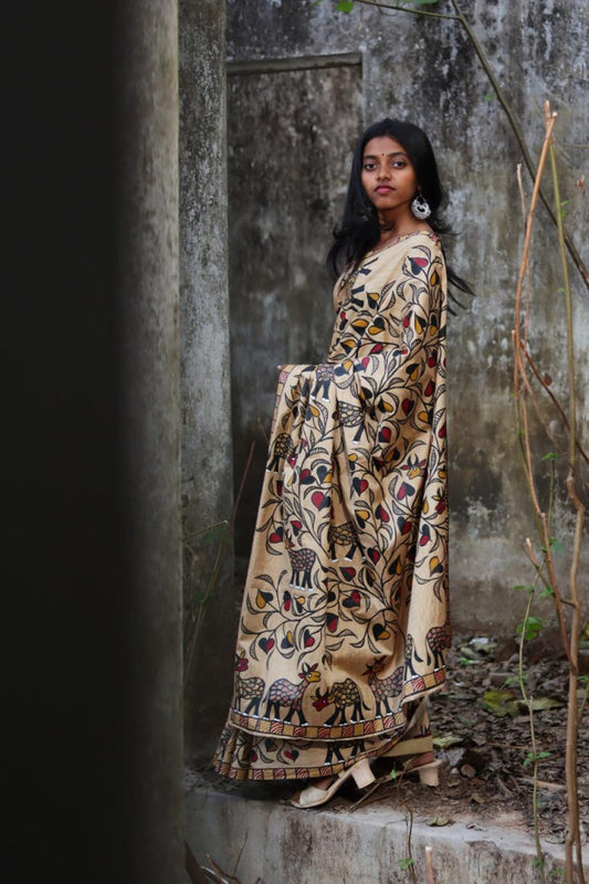 Golden Sohrai Khovar Bhagalpuri Silk