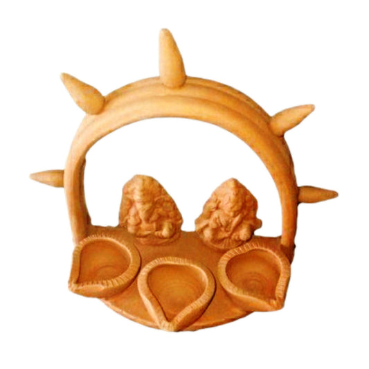 Beautiful Handmade Gorakhpur Terracotta Ganesha with Diya for Diwali Decoration
