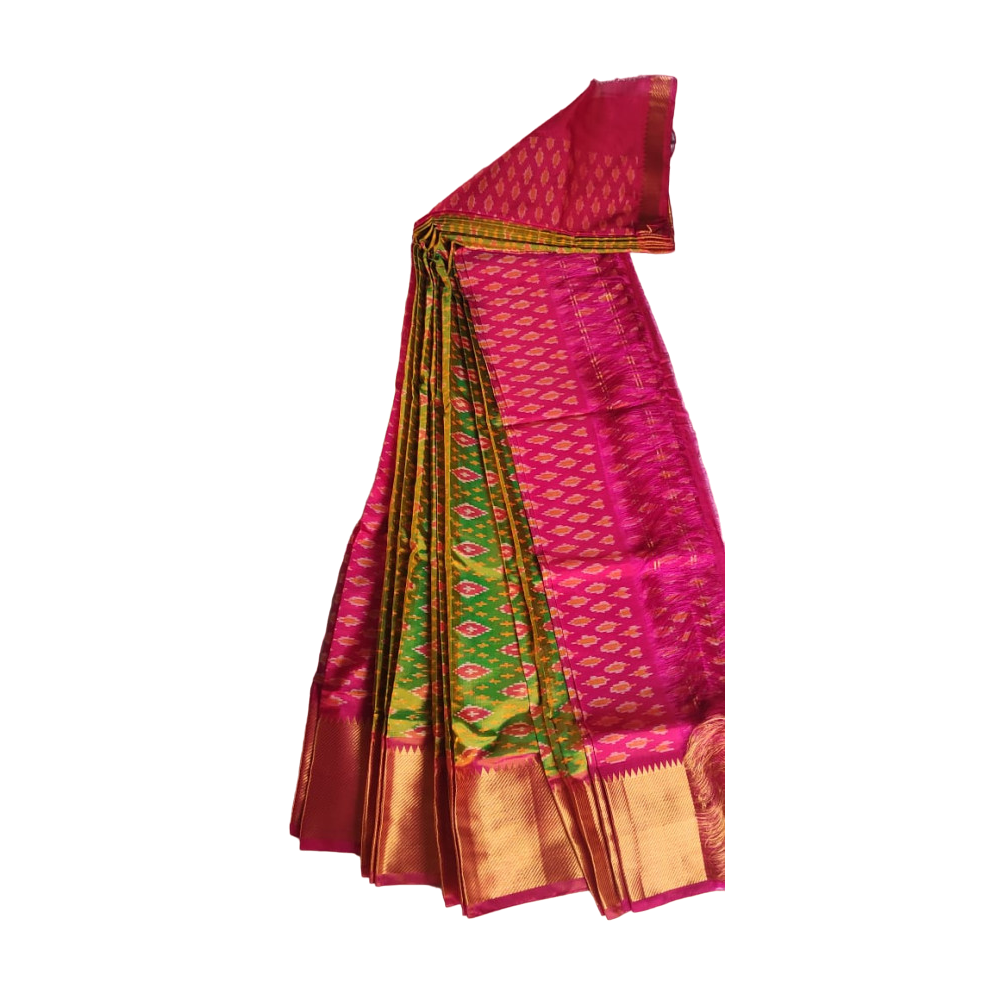 Green And Pink Telia Rumal Saree