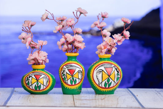Green Terracota Vase set of 3