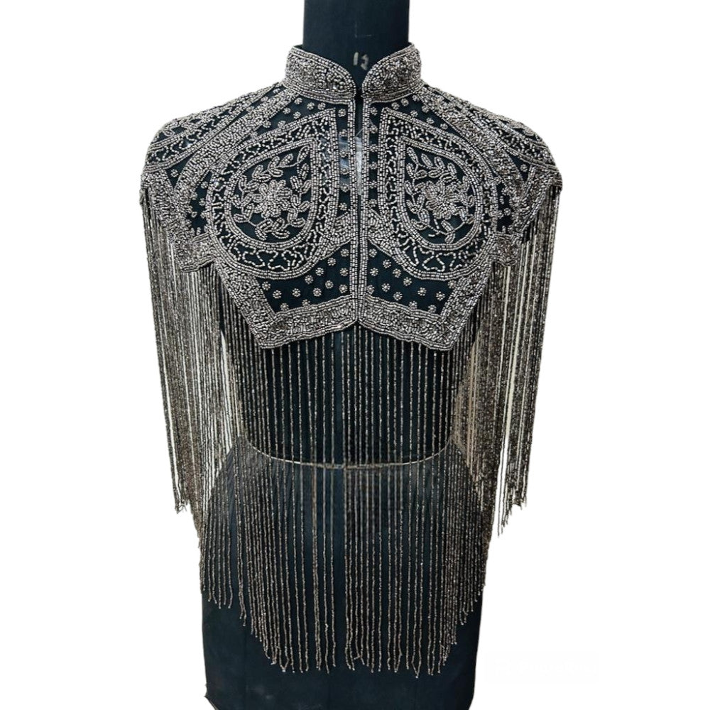 Greish Beaded Cape Fringe Shoulder Shrug Shawl Pashmina
