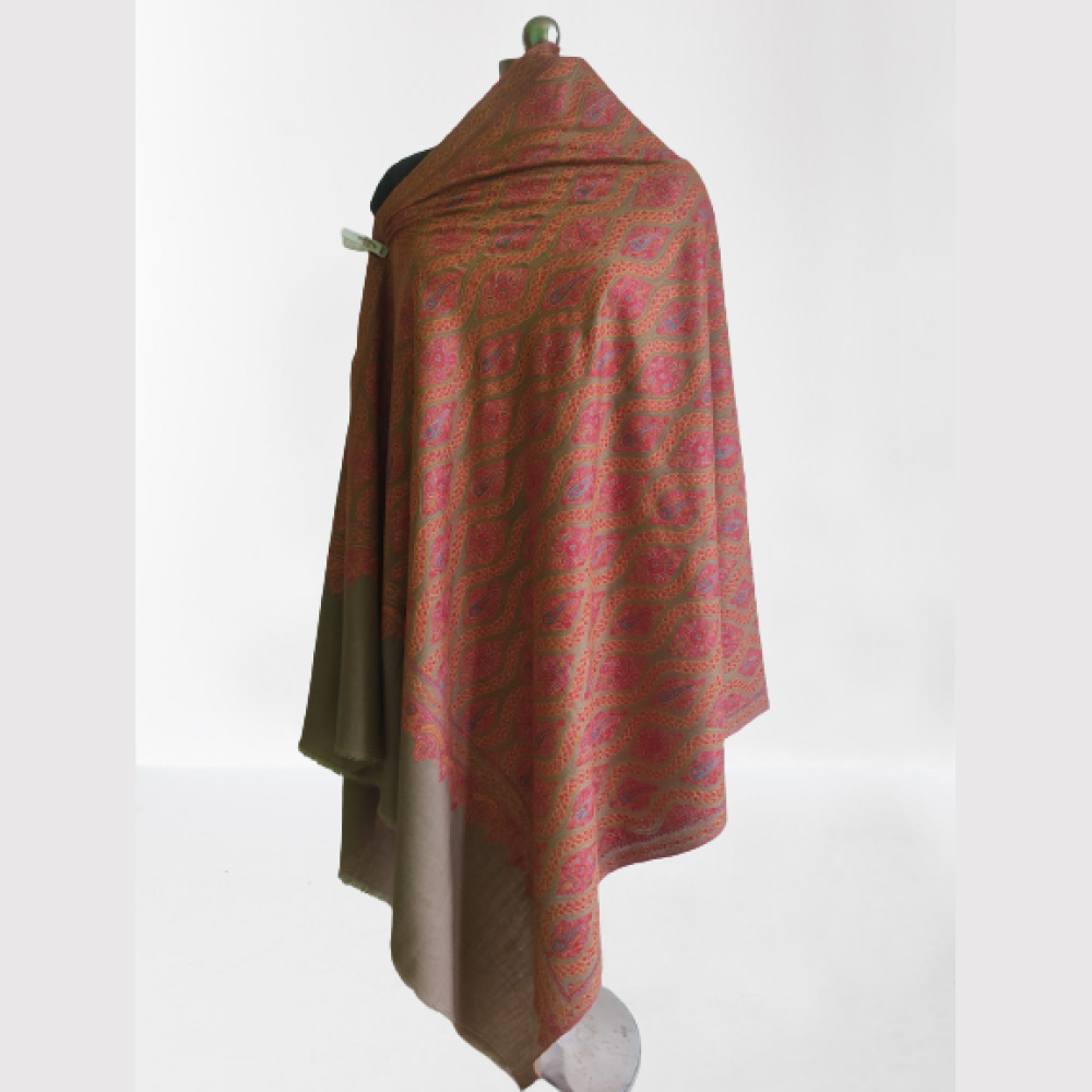 Grey & Pink Designer Kani Shawl