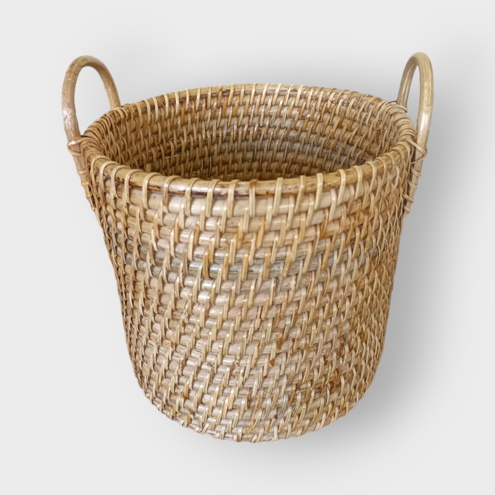 Hand Crafted Big round Basket with Lid