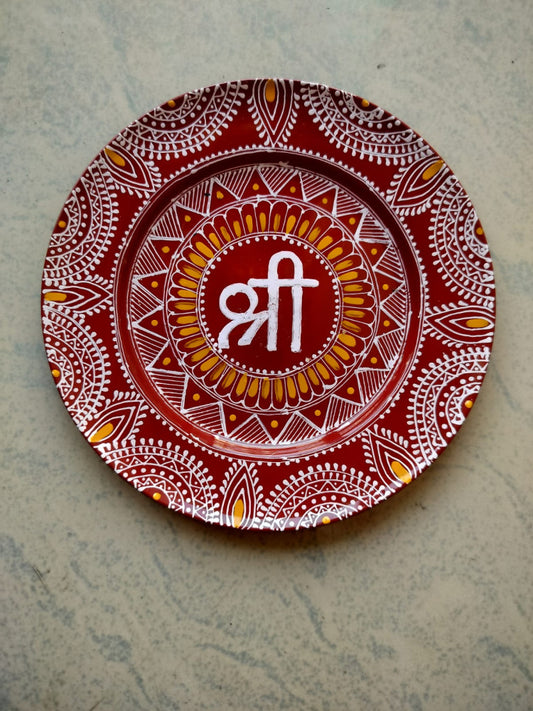 Hand Painted Aipan Art Small plate Style 10