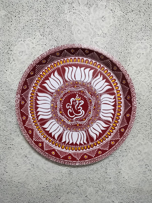 Hand Painted Aipan Art Small plate Style 16