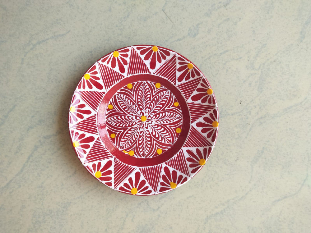 Hand Painted Aipan Art Small plate Style 6
