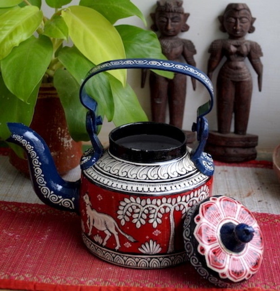 Hand-painted Pattachitra Red Kettle