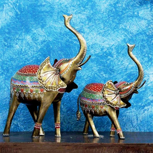 Handcrafted Elephant Figurine Set Of 2