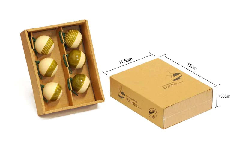 Handcrafted Wooden Christmas Decor Bubbles set of 6 - Green