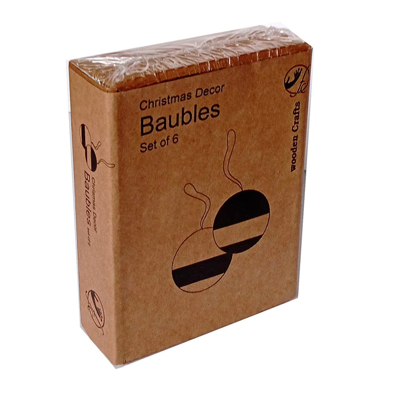 Handcrafted Wooden Christmas Decor Bubbles set of 6 - Green