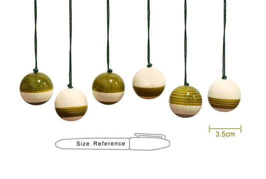 Handcrafted Wooden Christmas Decor Bubbles set of 6 - Green