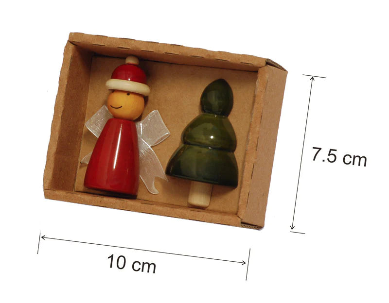 Handcrafted Xmas Tree & Fairy Fridge magnets | Wooden fridge magnets