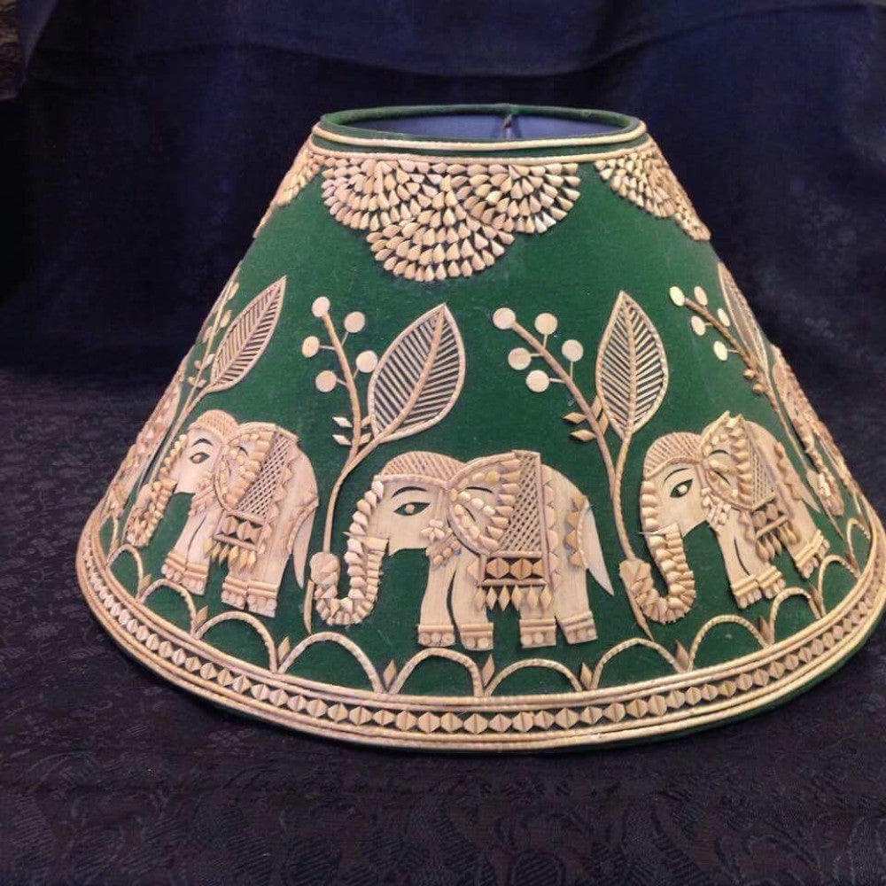 Sikki Grass of Bihar Table Lamp Round Elephant