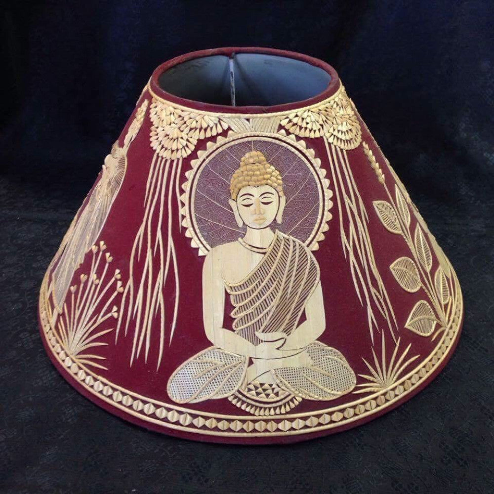 Sikki Grass of Bihar Table Lamp Round Red