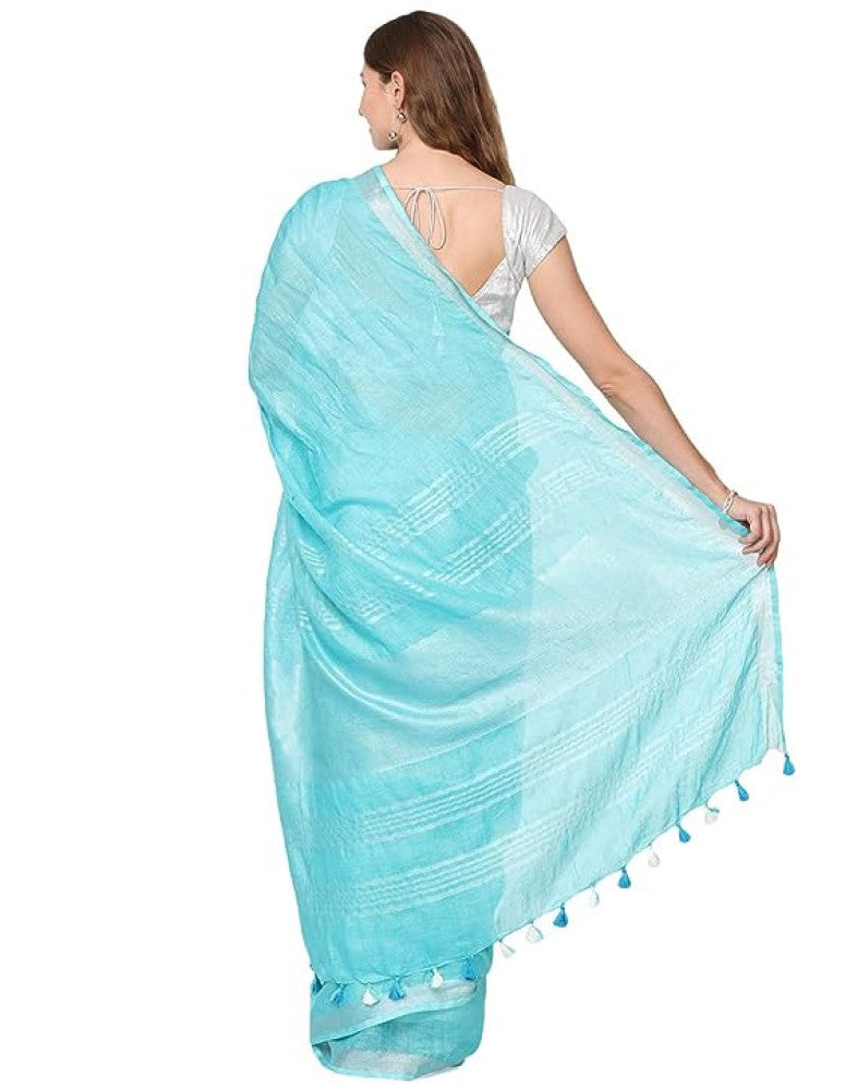 Handloom Linen Saree (Blue)