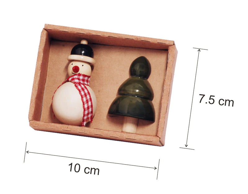 Handmade Snowman and Xmas tree Fridge magnet | Wooden fridge magnets