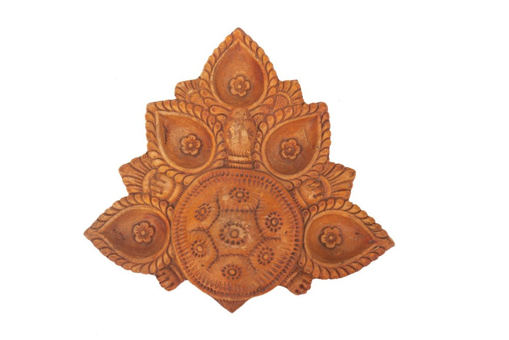 Handmade Terracotta Diwali Navaratri Diya with 5 Diya's (VI)