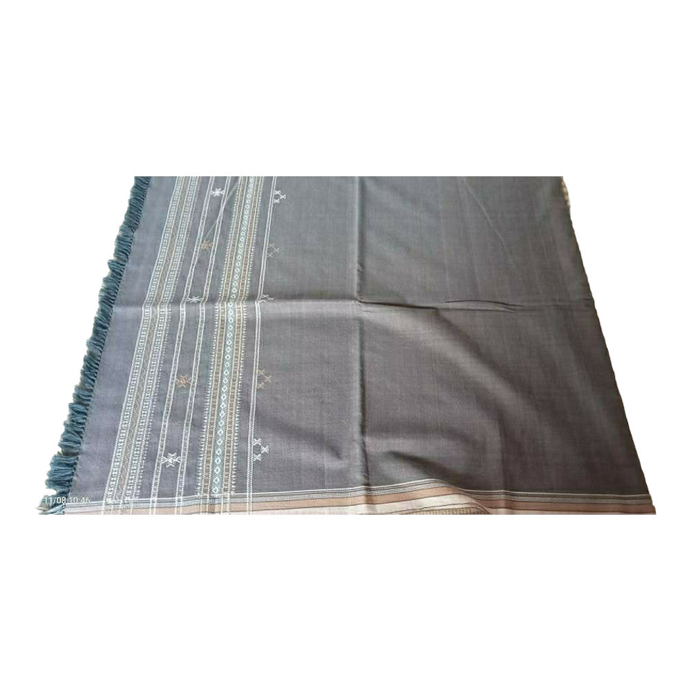 Handwoven Acrylic Wool Bhujodi Grey Shawl