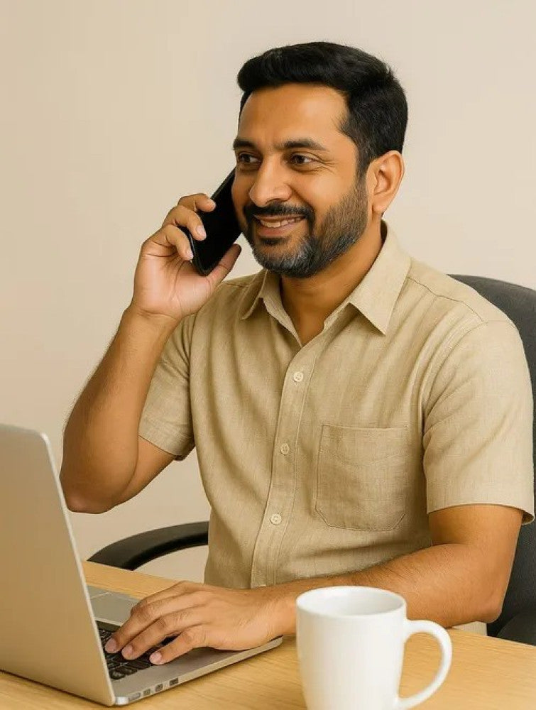 Handwoven Khadi Cotton Men's Half Sleeves Shirt - Off White