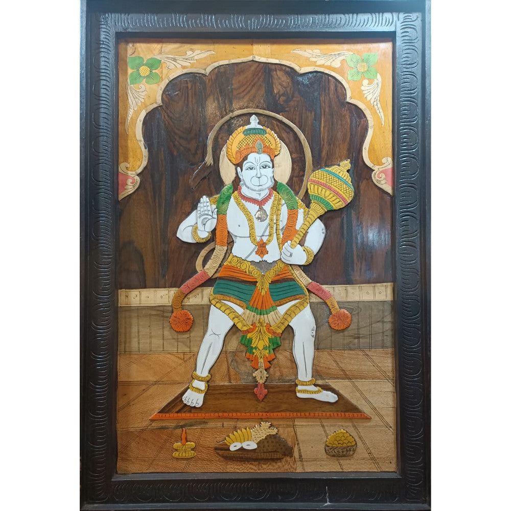 Hanuman Mysore Rosewood Inlay Painting