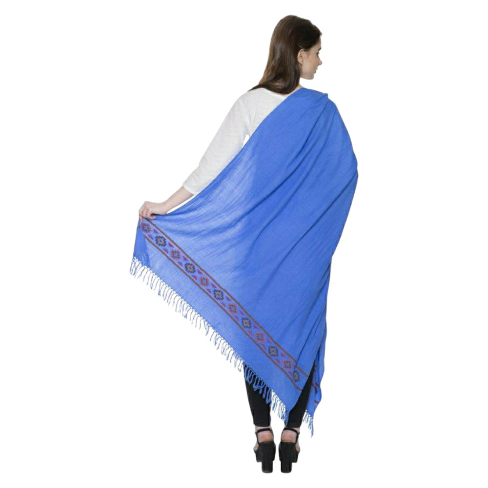 Himalayan flower weaved shawl single strip in Merino woollen Shawl