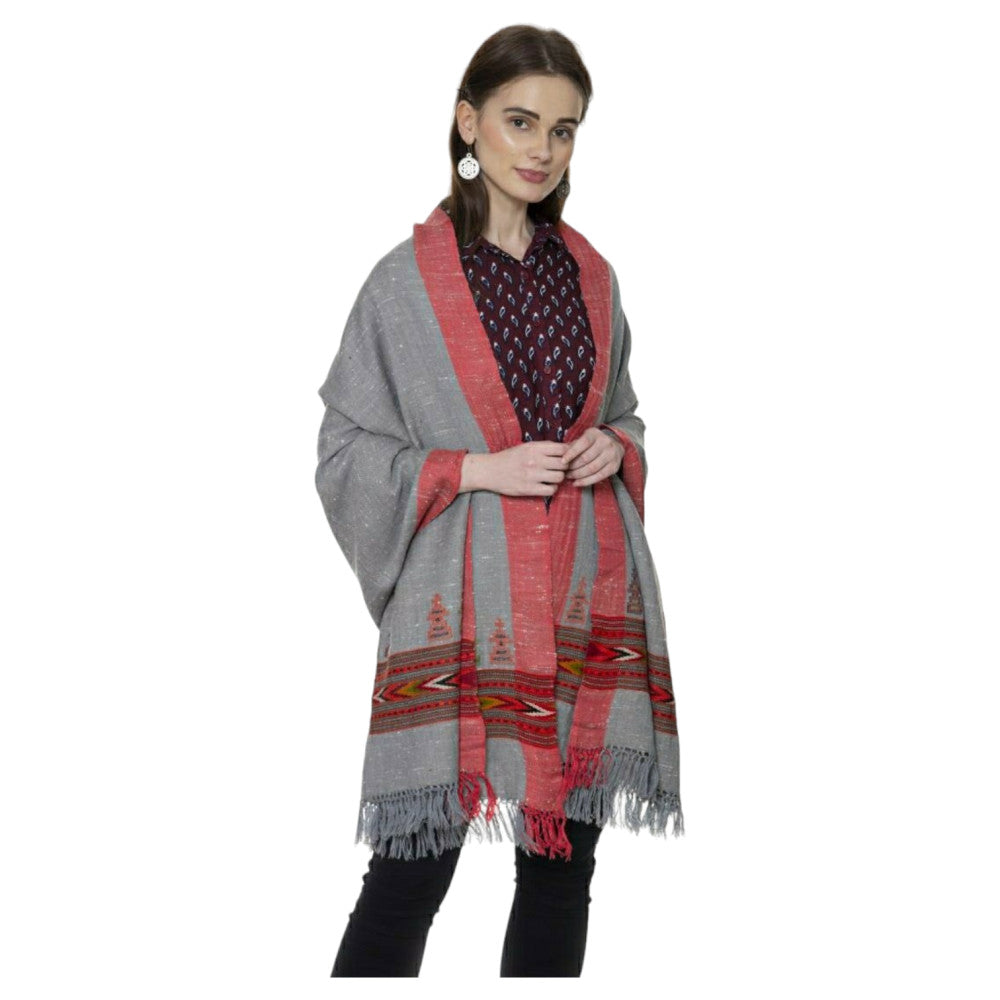 Himalayan kathu design shawl in kinnauri temple design