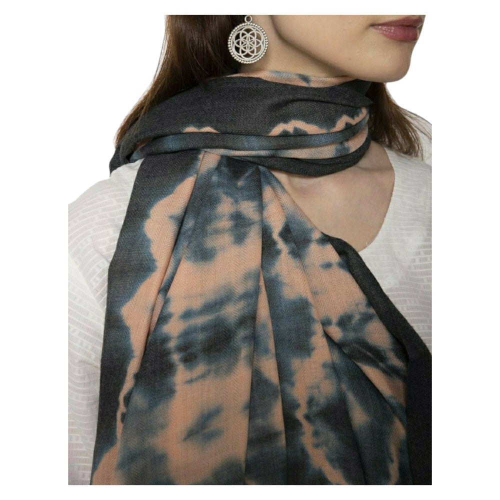 Himalayan Merino wool plain shawl tie-dye pattern