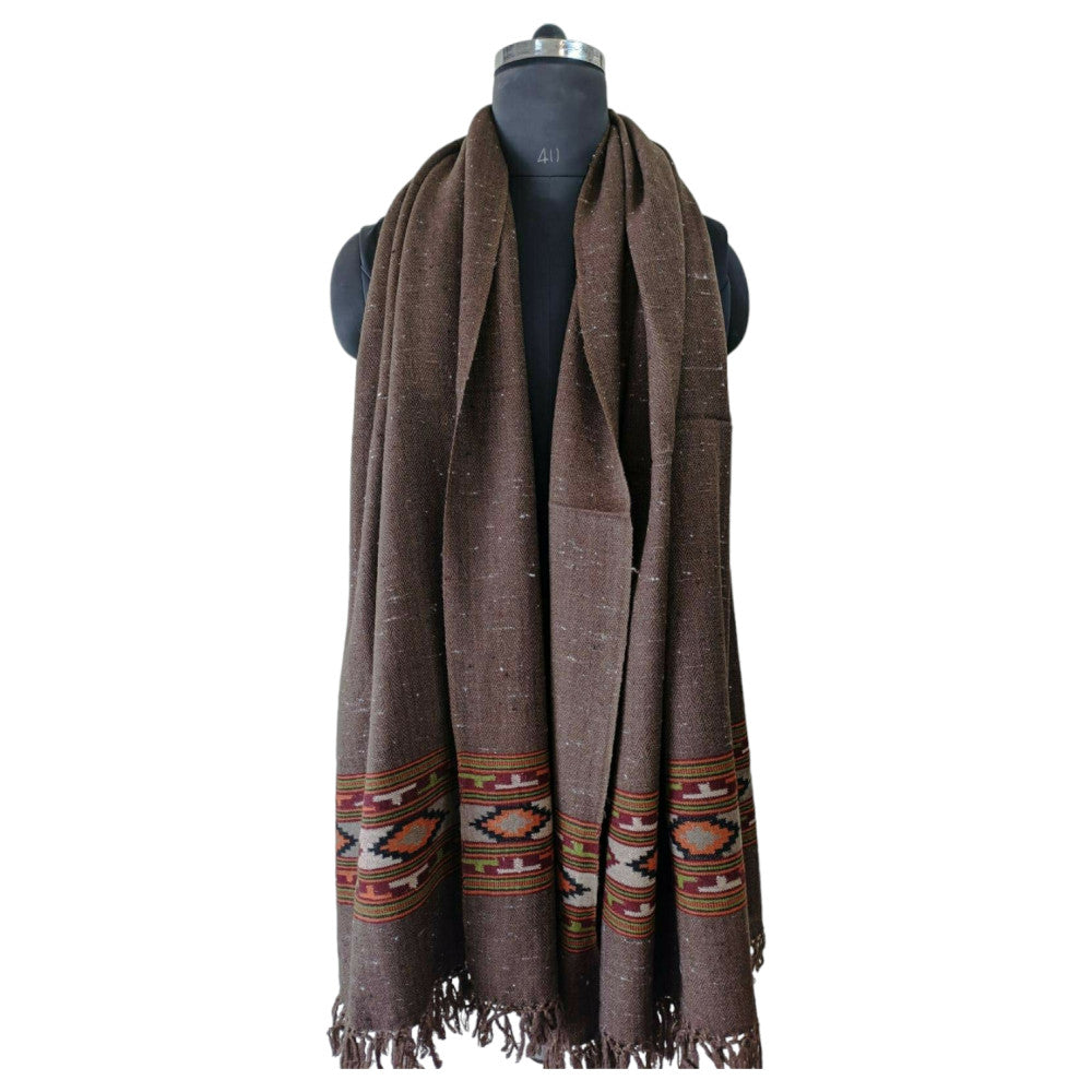 Himalayan wool plain shawl in Dark Brown Colour