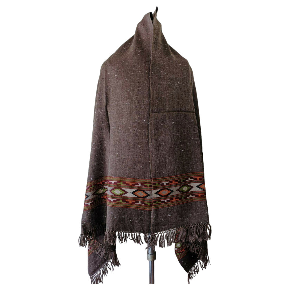 Himalayan wool plain shawl in Dark Brown Colour