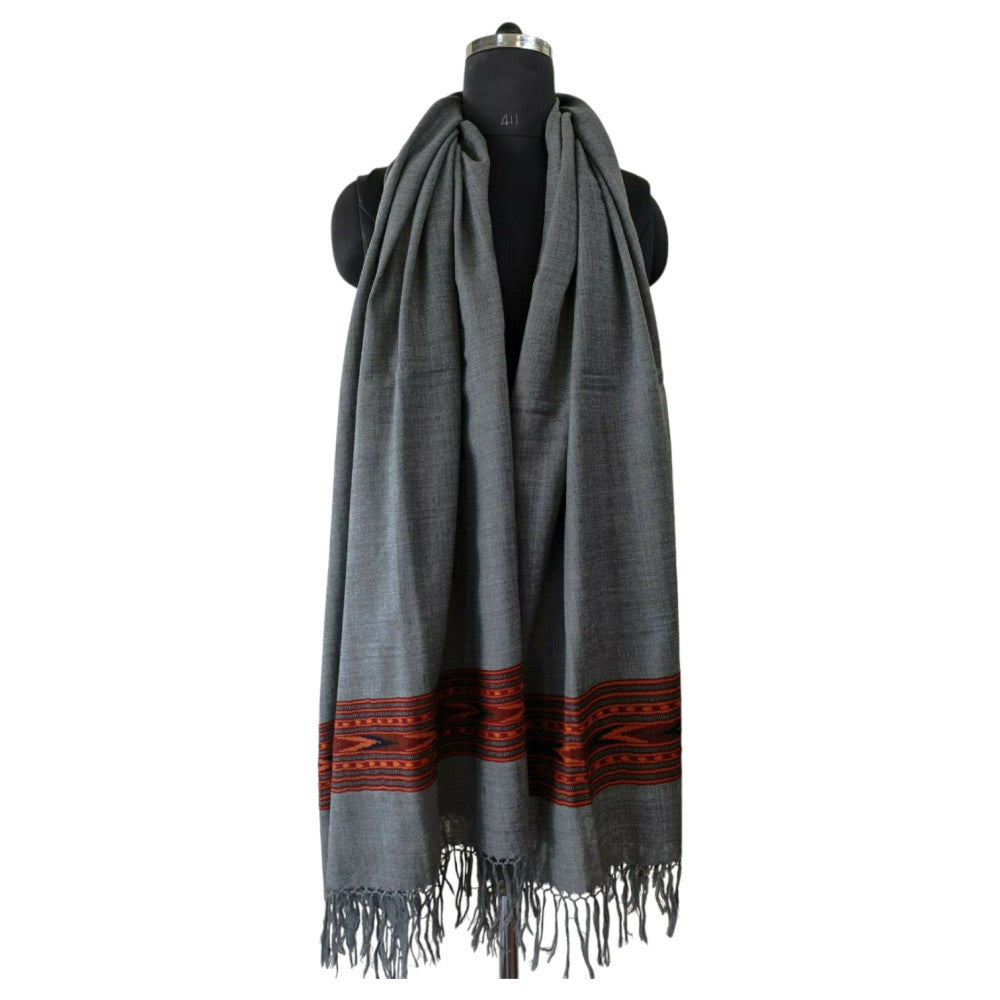Himalayan wool plain shawl in Dark Grey Colour