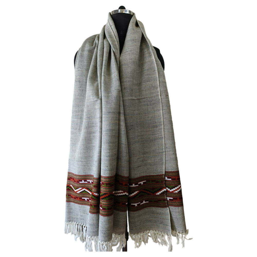 Himalayan wool plain shawl in Grey & Brown Colour