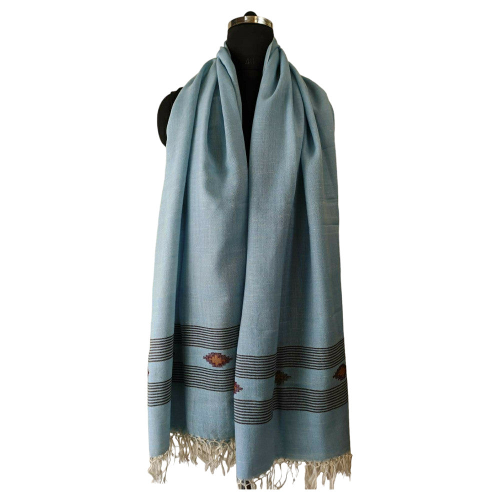 Himalayan wool plain shawl in Light Blue Colour