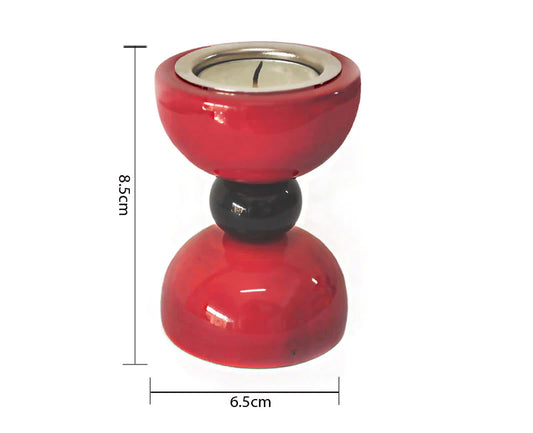 Hour glass candle Holder Red