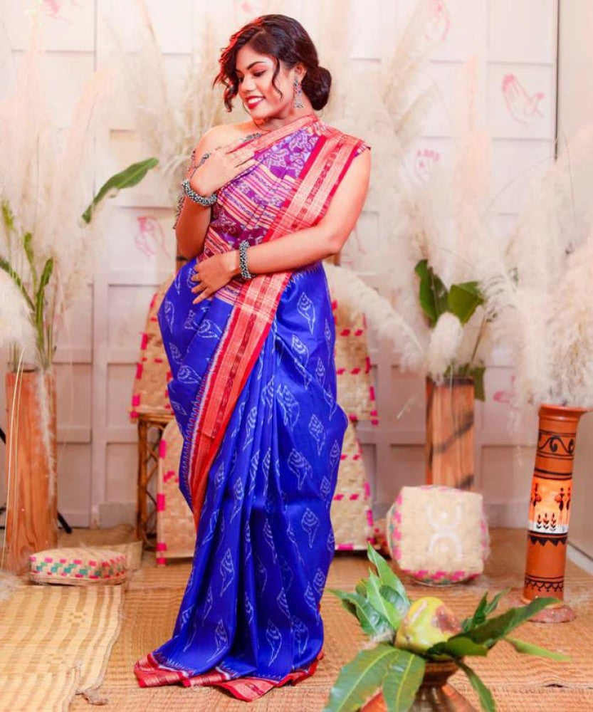 Ink Blue Odisha Ikkat Saree
