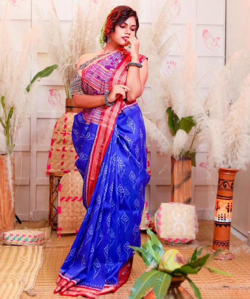 Ink Blue Odisha Ikkat Saree