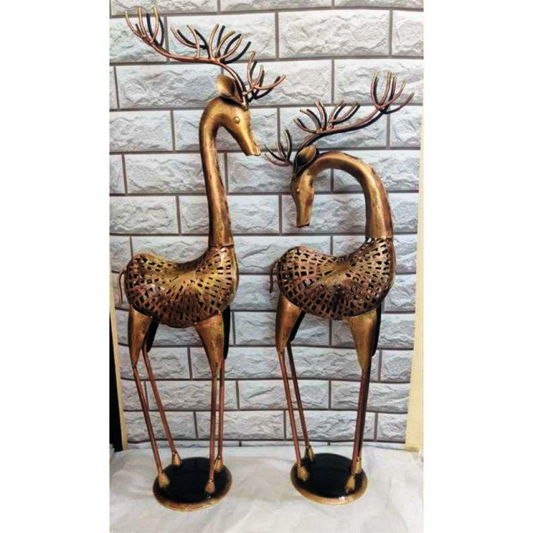 Iron Antique Pair Of Vienna Deer Set Of 2