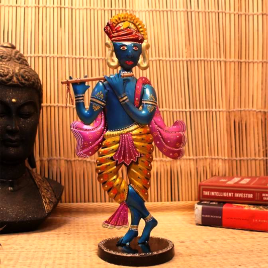 Iron Multicolour Hand Painted Krishna