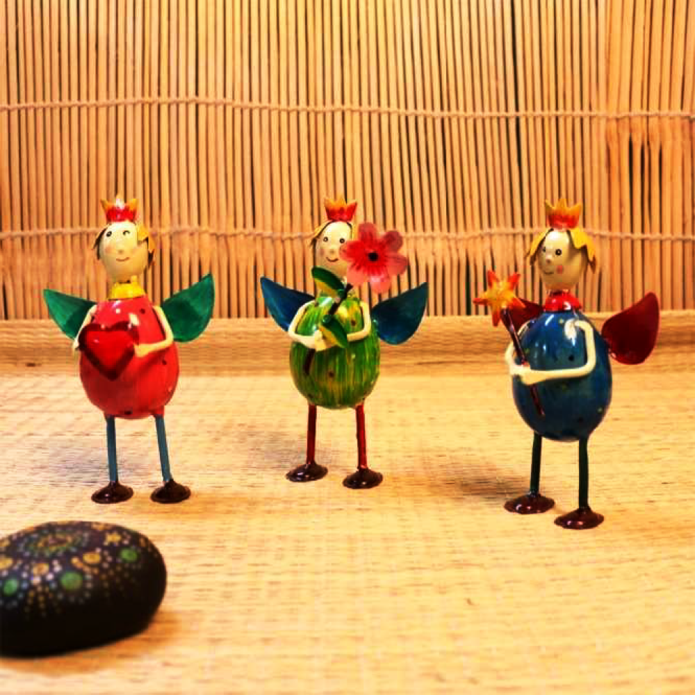 Iron Painted Angel Set of 3