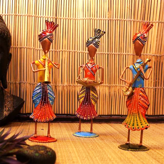 Iron Painted Musical Sardar Set Of 3